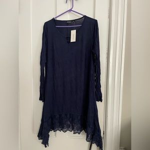 Navy Blue Sharkbite Hemline Shirt